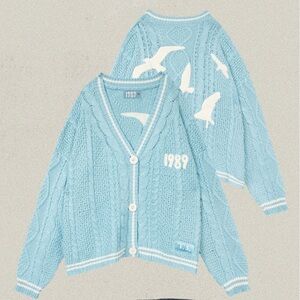 Taylor Swift 1989 Cardigan - Light Blue Cardigan with White Accents